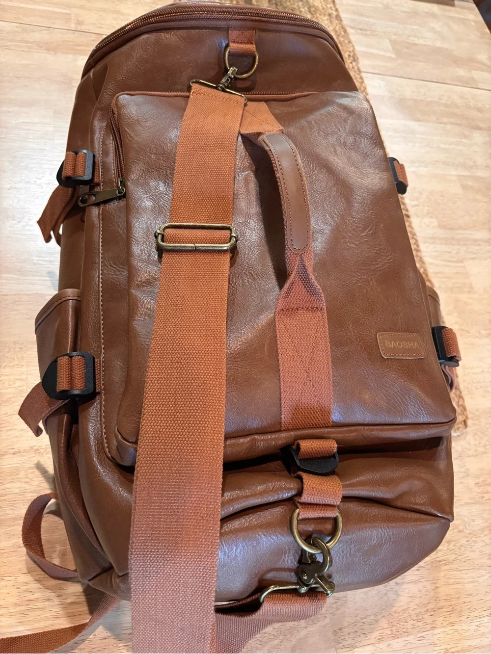 BAOSHA Brown Convertible Duffel Backpack Weekender Travel Bag 3 Way
